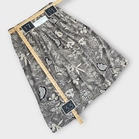 Modiano Skirt Womens 16 Floral Black Brown Vintage 80s A Line Cottage Casual - Picture 4 of 10